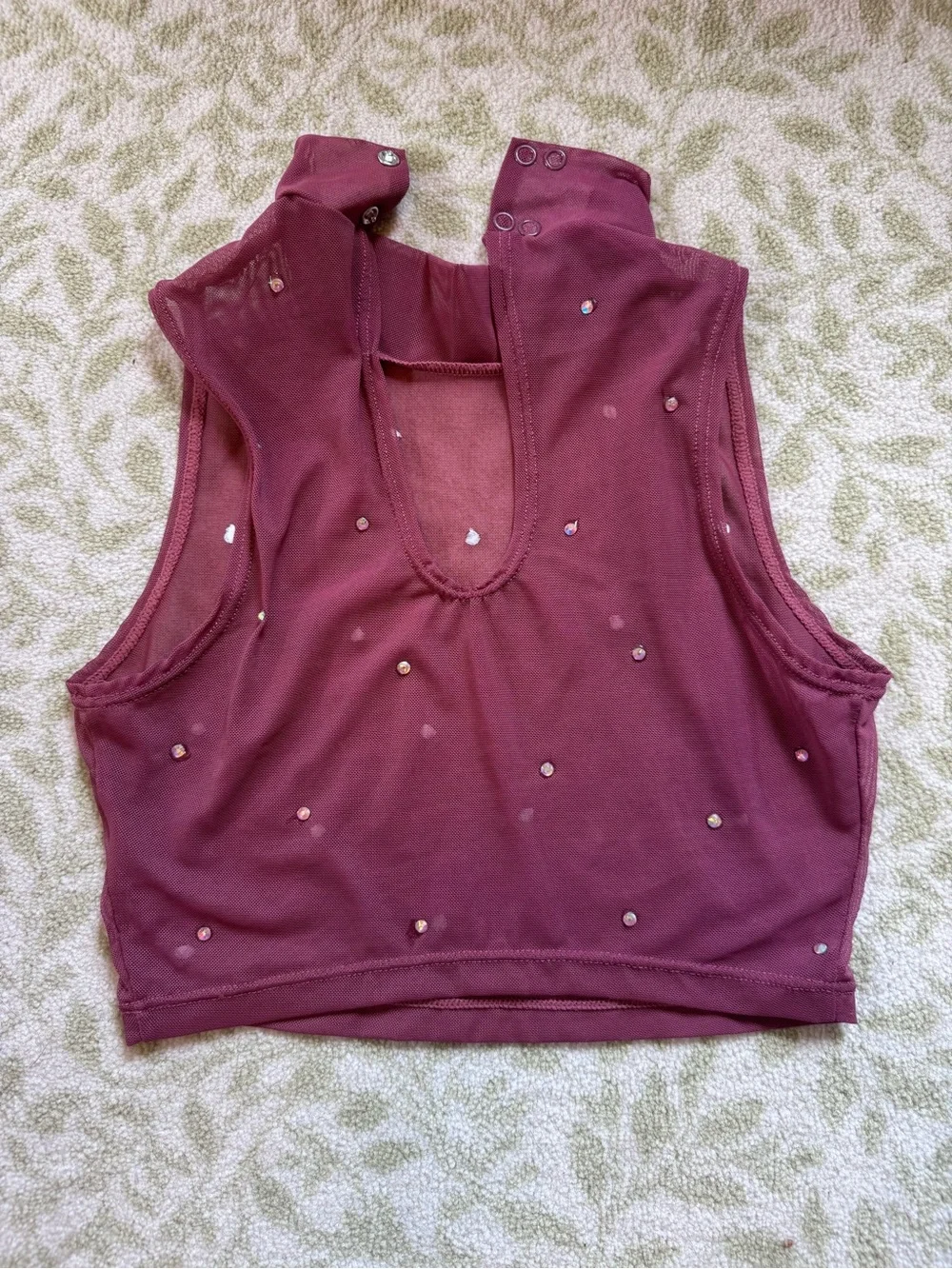 Weissman Rosewood Burgundy 4-Piece Lyrical Dance Costume Mesh Mock Neck Size LC
